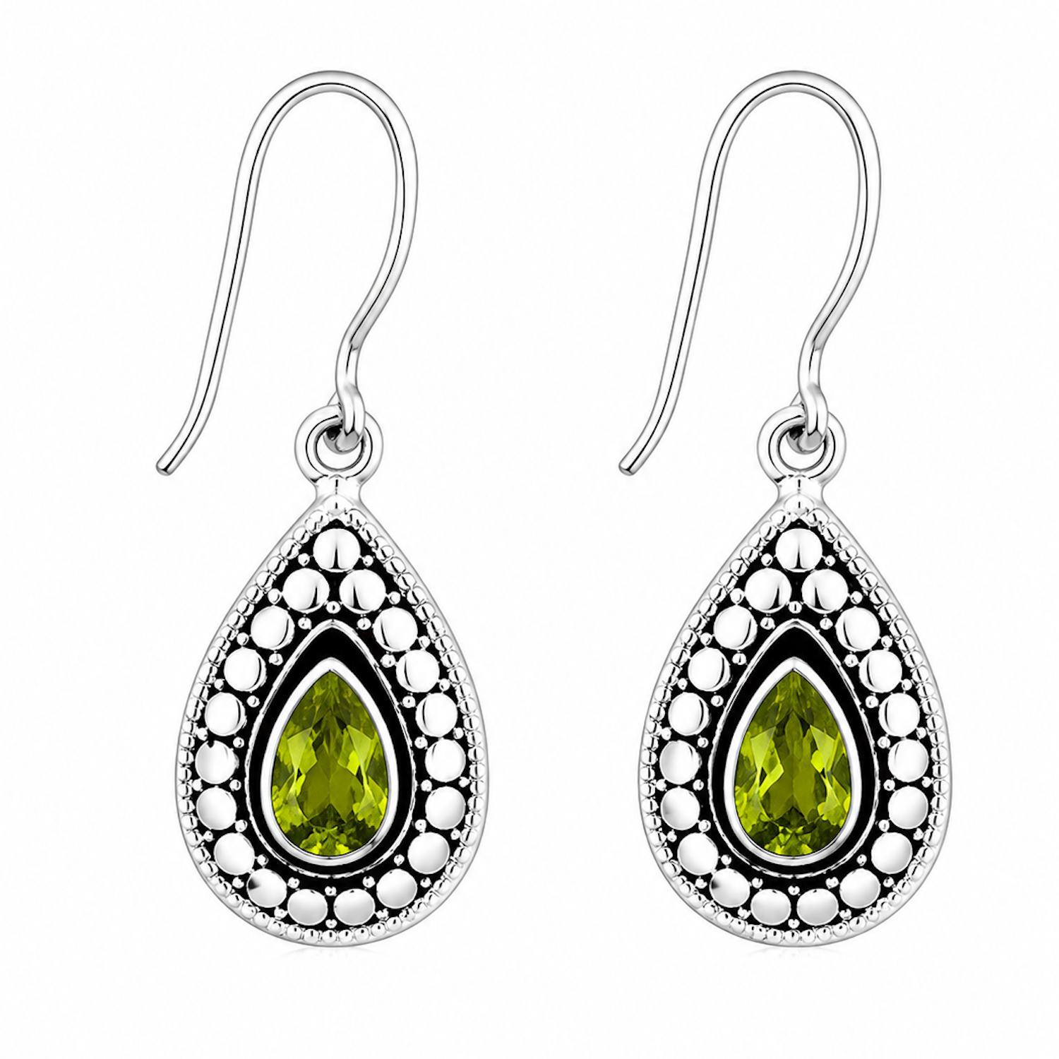 Fashion 82311-SP<br>LUNA FASHION earring teardrop gemstone in dot design teardrop - SILVER PLATED over brass - Image 2