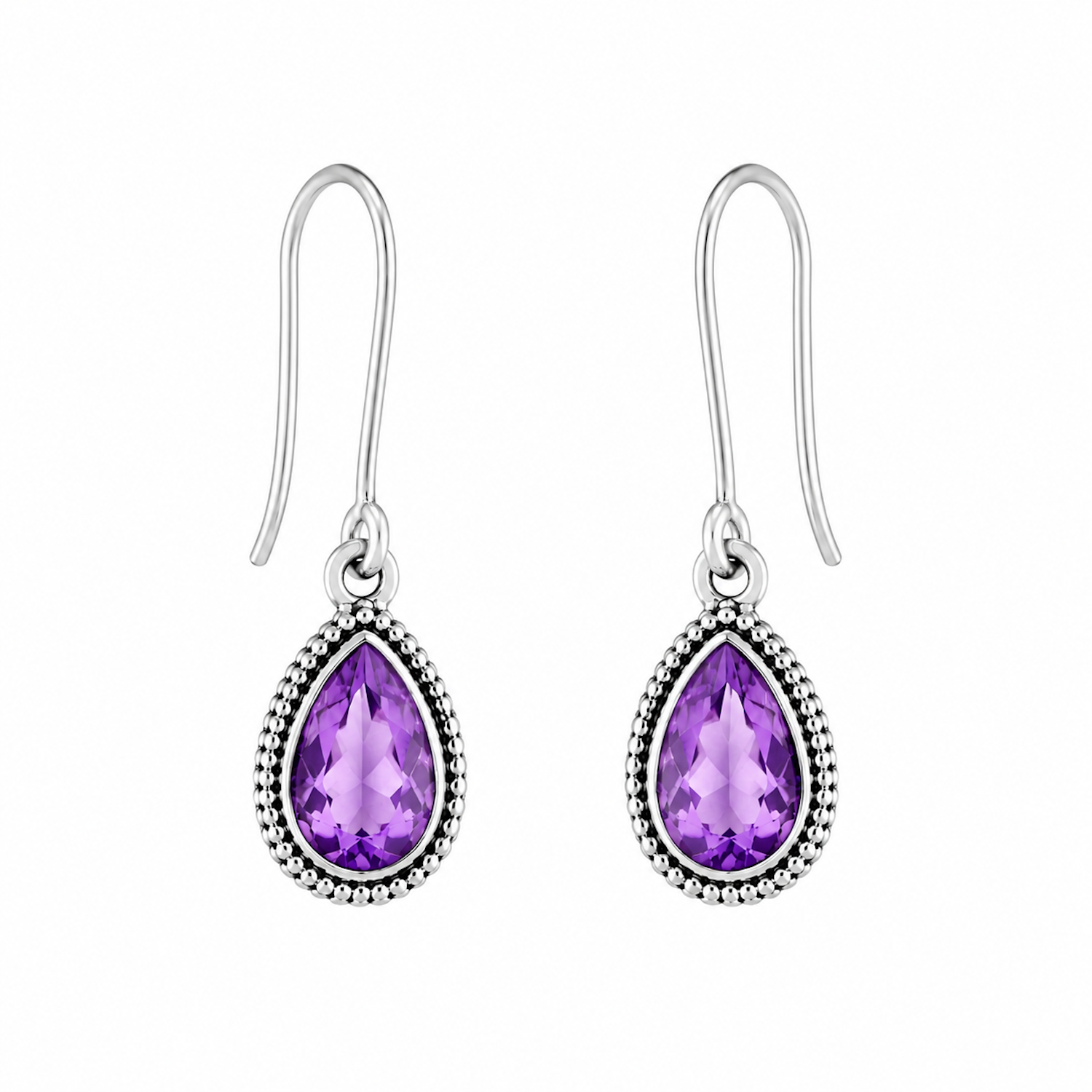 Fashion 82314-SP<br>LUNA FASHION earring teardrop gemstone in wire rope w/ leverback - SILVER PLATED over brass - Image 5
