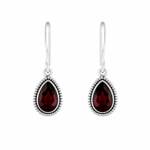 Fashion 82314-SP<br>LUNA FASHION earring teardrop gemstone in wire rope w/ leverback - SILVER PLATED over brass