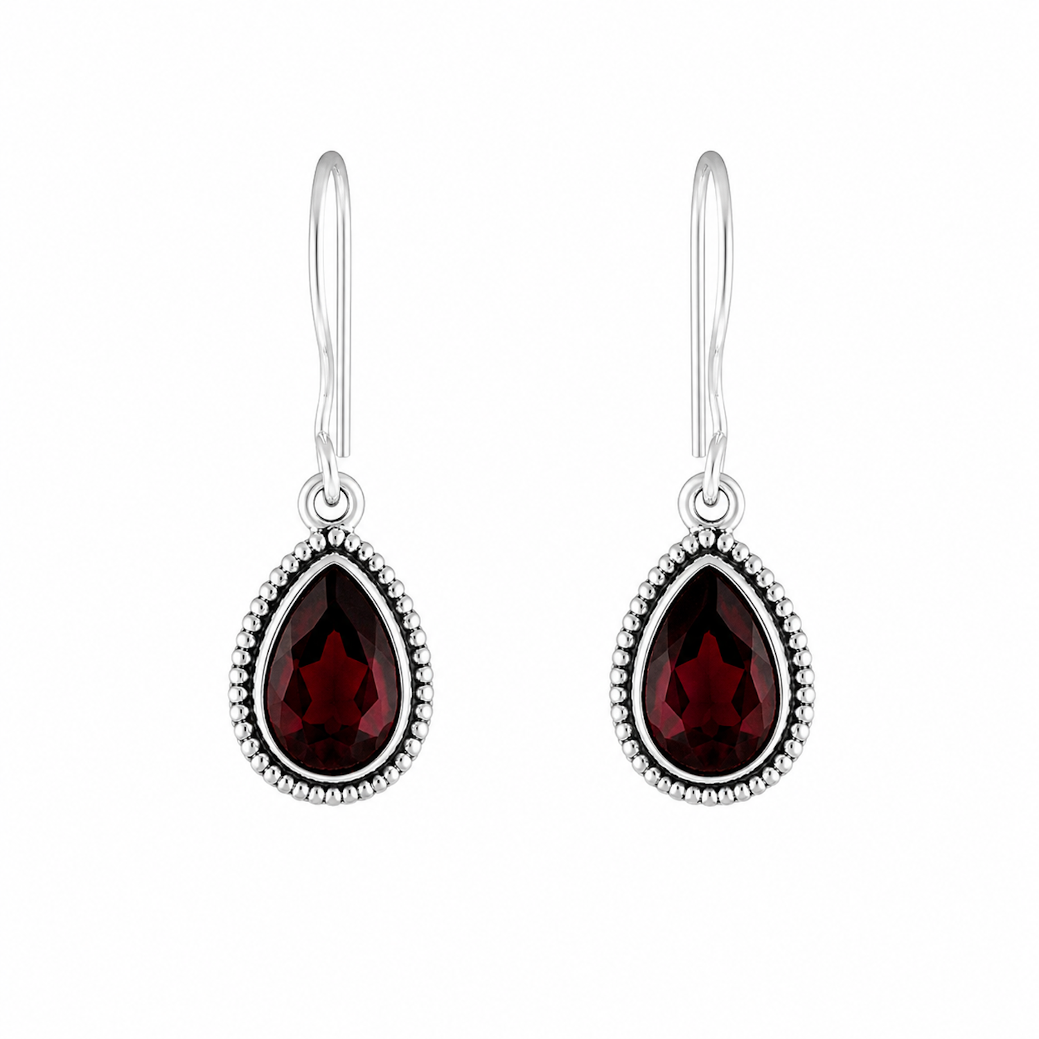 Fashion 82314-SP<br>LUNA FASHION earring teardrop gemstone in wire rope w/ leverback - SILVER PLATED over brass - Image 1