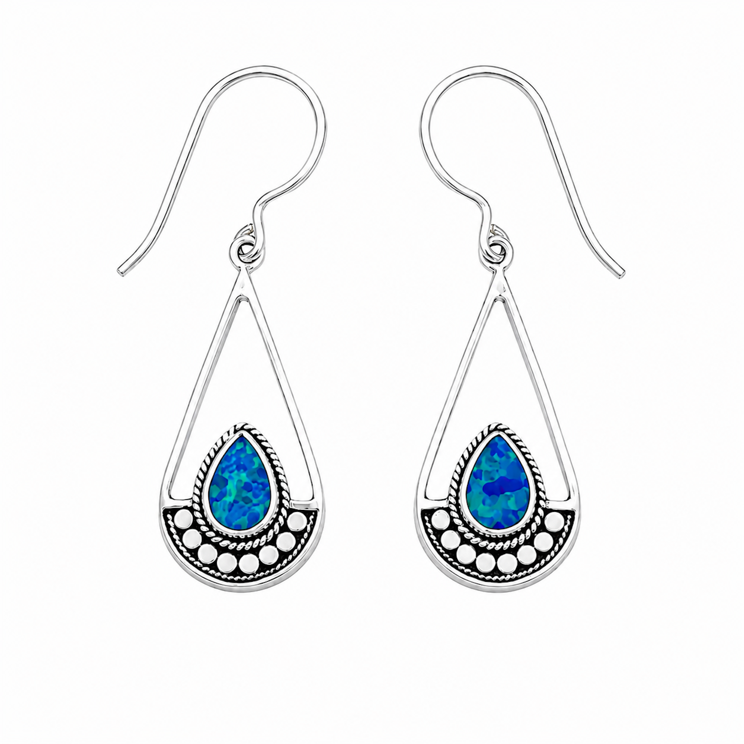 Fashion 82317-SP<br>LUNA FASHION earring gemstone in balinese pendulum - SILVER PLATED over brass - Image 5
