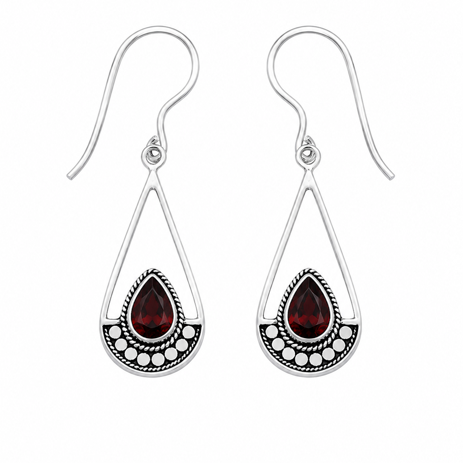 Fashion 82317-SP<br>LUNA FASHION earring gemstone in balinese pendulum - SILVER PLATED over brass - Image 2