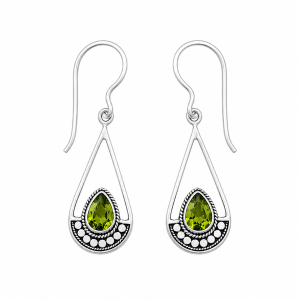 Fashion 82317-SP<br>LUNA FASHION earring gemstone in balinese pendulum - SILVER PLATED over brass