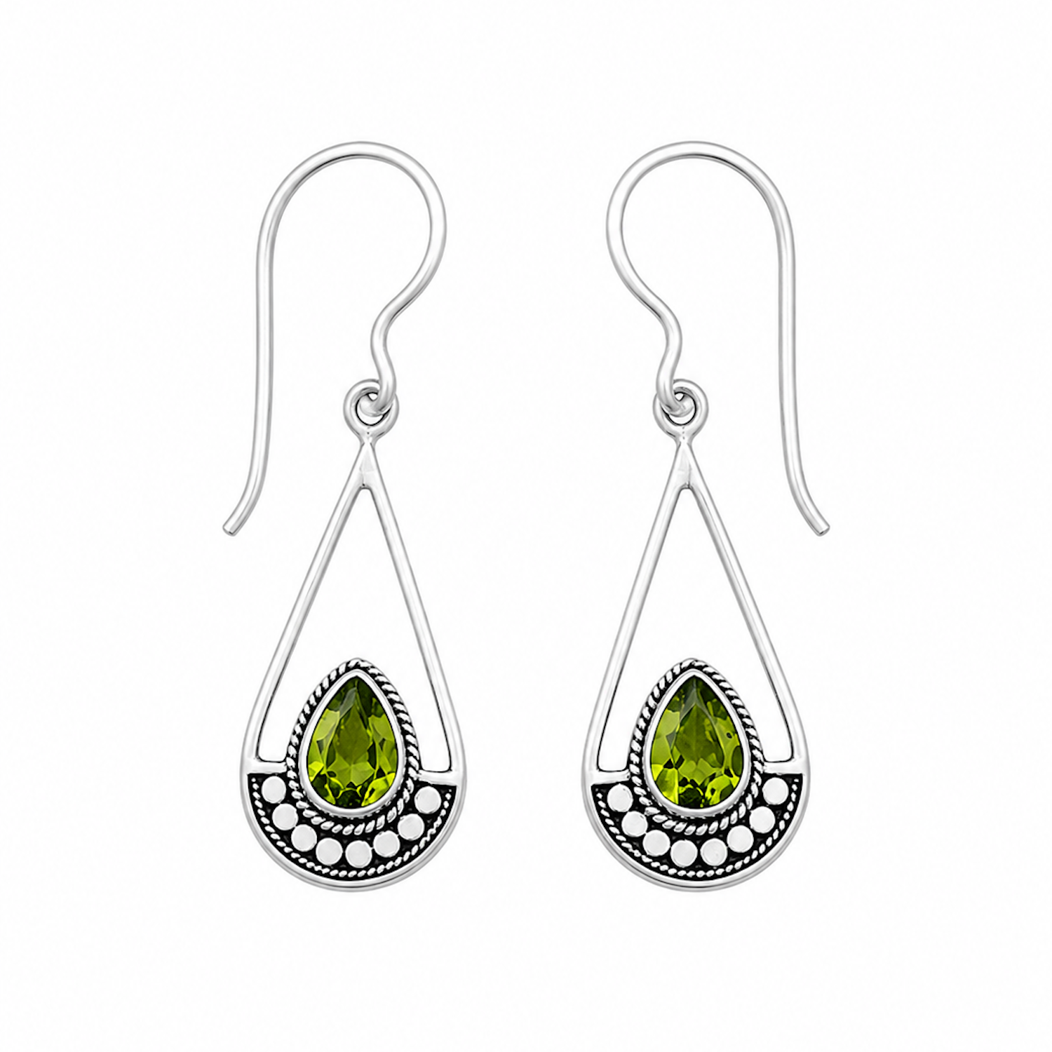 Fashion 82317-SP<br>LUNA FASHION earring gemstone in balinese pendulum - SILVER PLATED over brass - Image 1