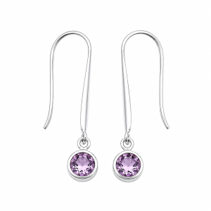 Fashion 82330-SP<br>LUNA FASHION earring round gemstone drop - SILVER PLATED over brass