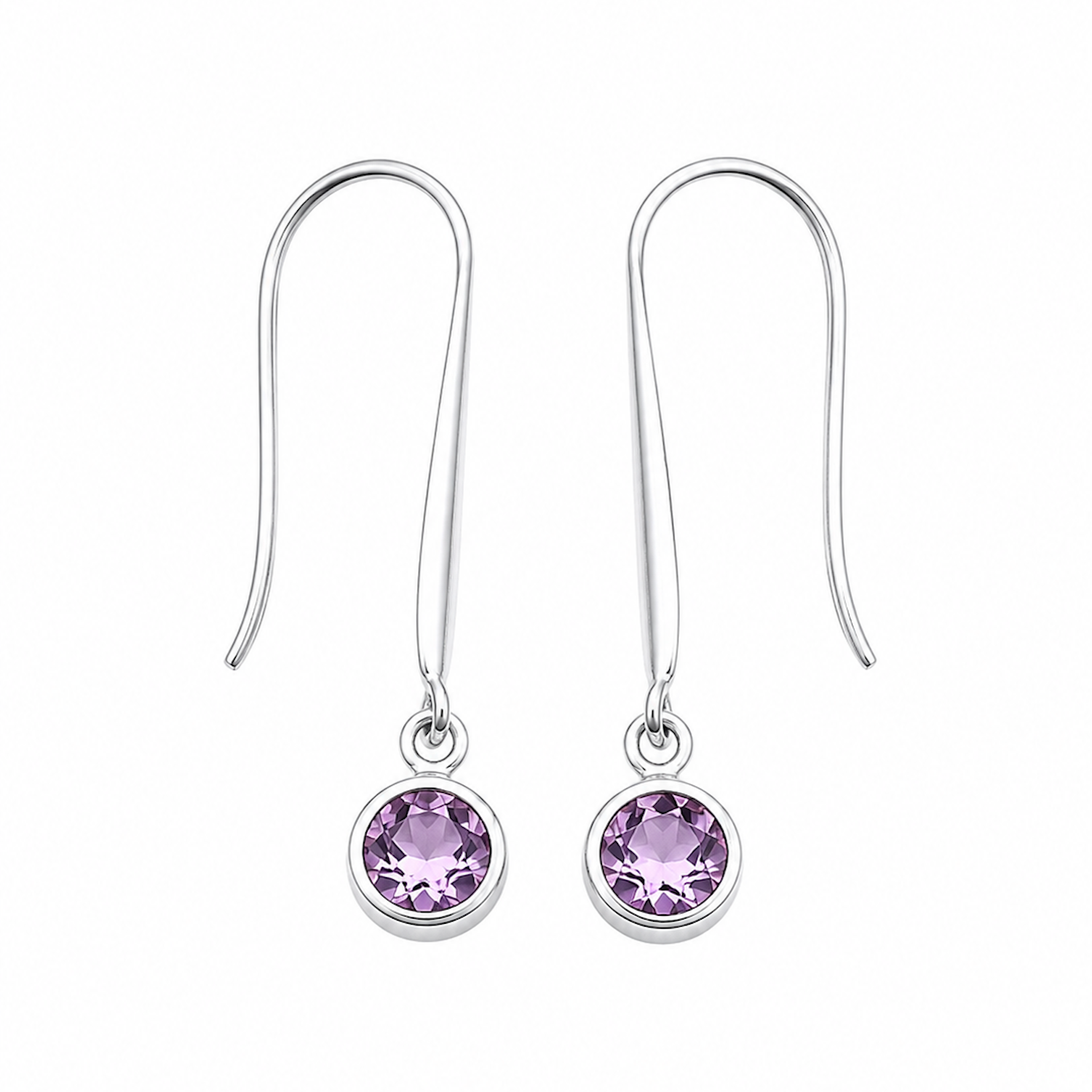Fashion 82330-SP<br>LUNA FASHION earring round gemstone drop - SILVER PLATED over brass - Image 1