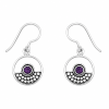 Fashion 82341-SP<br>LUNA FASHION earring open circle w/ dot design and round gemstone - SILVER PLATED over brass - Thumbnail Image 6