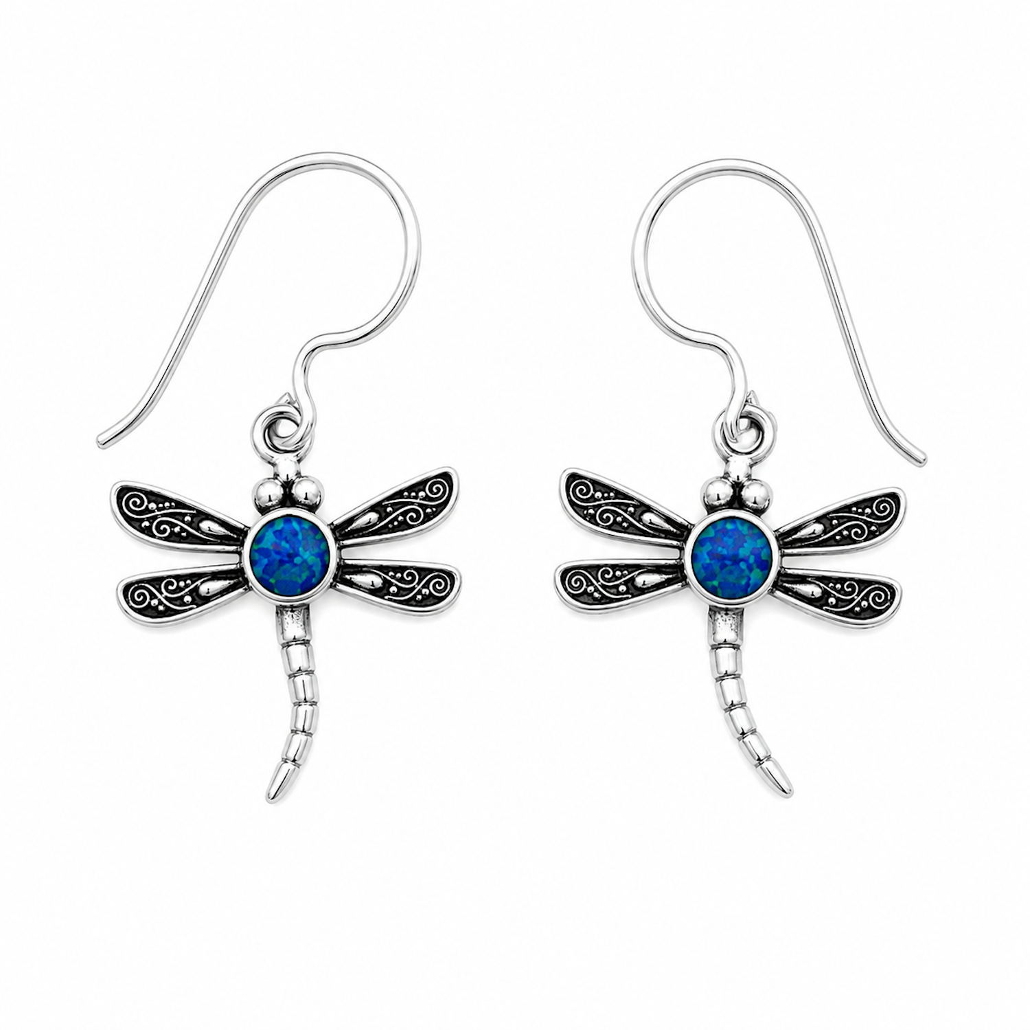 Fashion 82343-SP<br>LUNA FASHION earring dragonfly w/ round - SILVER PLATED over brass - Image 5