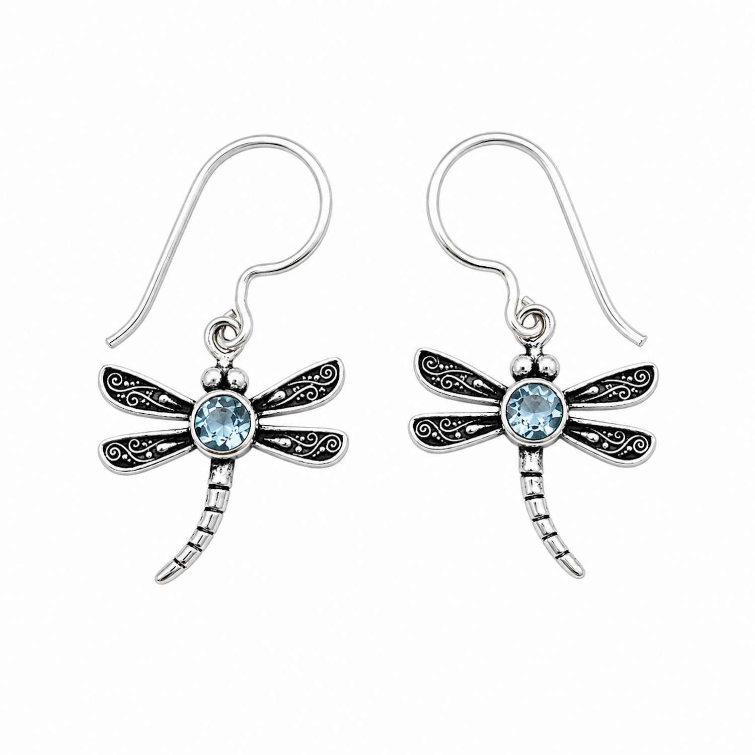 Fashion 82343-SP<br>LUNA FASHION earring dragonfly w/ round - SILVER PLATED over brass - Image 4