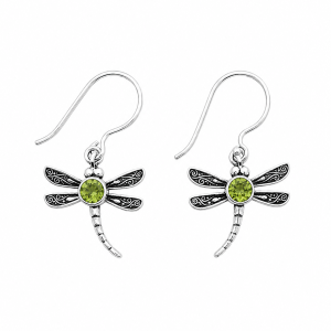 Fashion 82343-SP<br>LUNA FASHION earring dragonfly w/ round - SILVER PLATED over brass