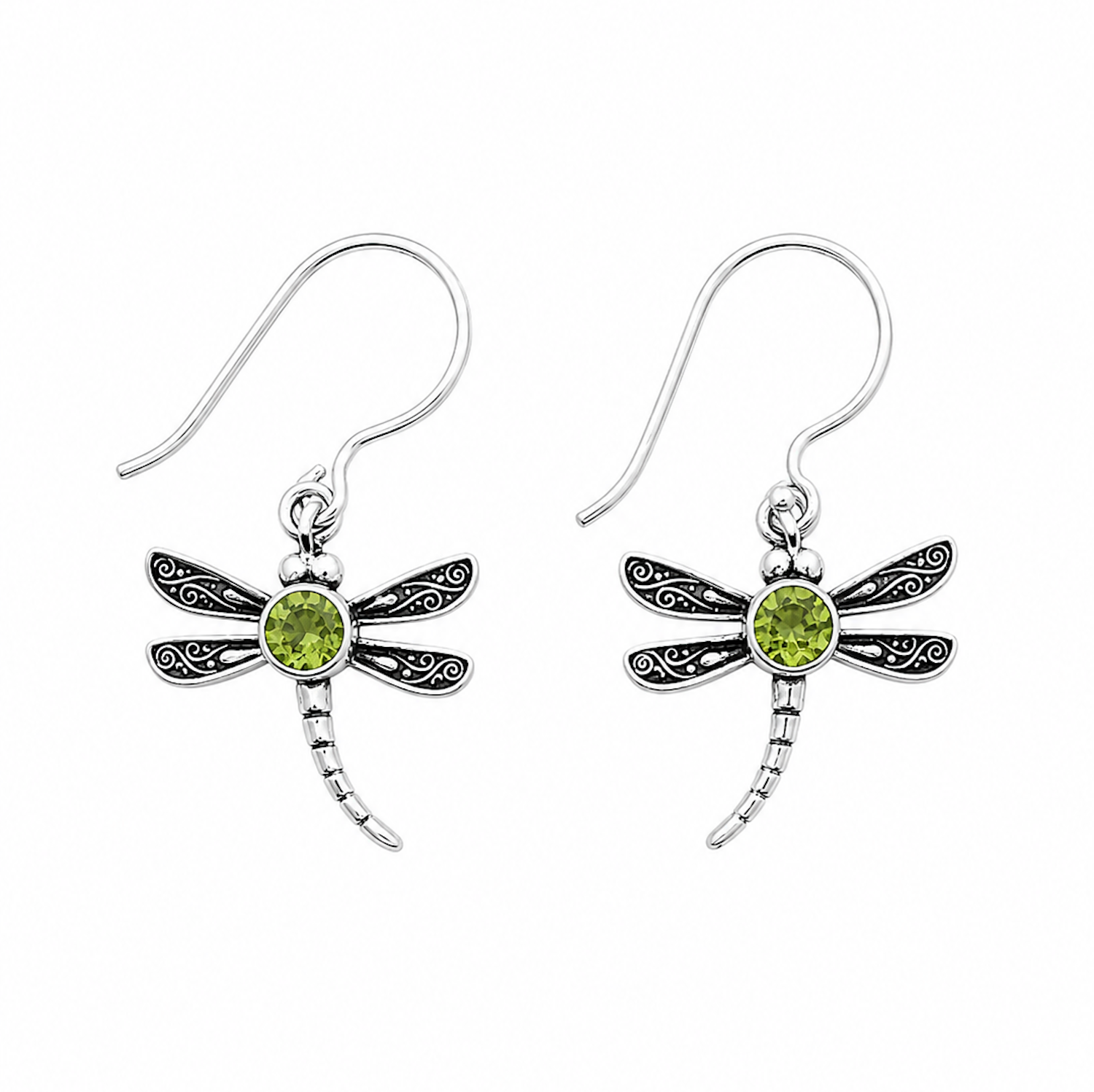 Fashion 82343-SP<br>LUNA FASHION earring dragonfly w/ round - SILVER PLATED over brass - Image 1