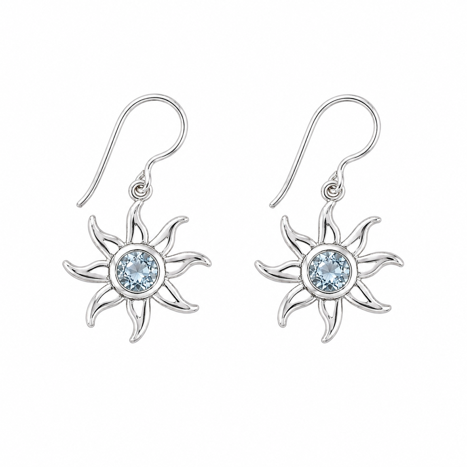 Fashion 82377-SP<br>LUNA FASHION earring sun w/ round gemstone - SILVER PLATED over brass - Image 4