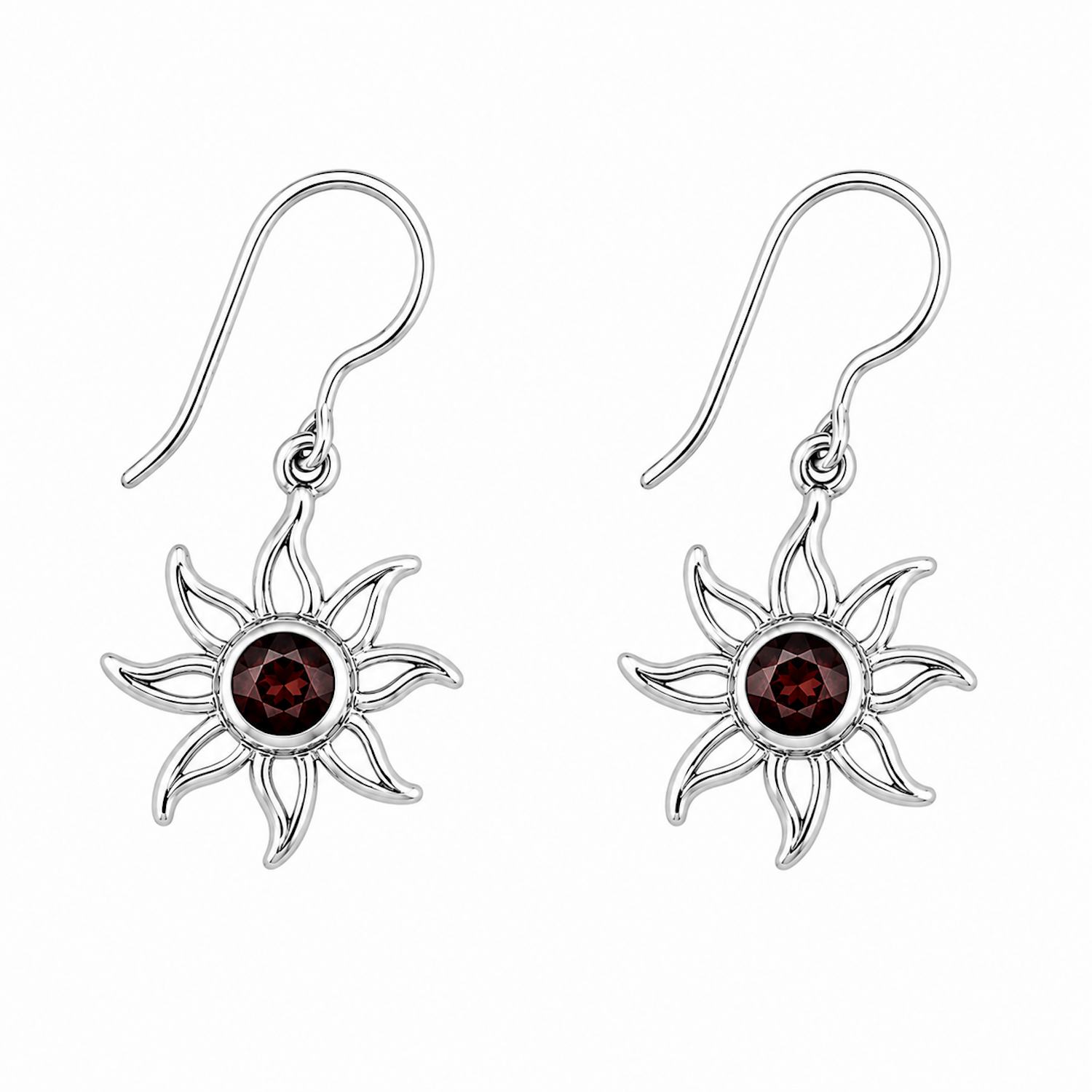 Fashion 82377-SP<br>LUNA FASHION earring sun w/ round gemstone - SILVER PLATED over brass - Image 3
