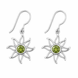 Fashion 82377-SP<br>LUNA FASHION earring sun w/ round gemstone - SILVER PLATED over brass