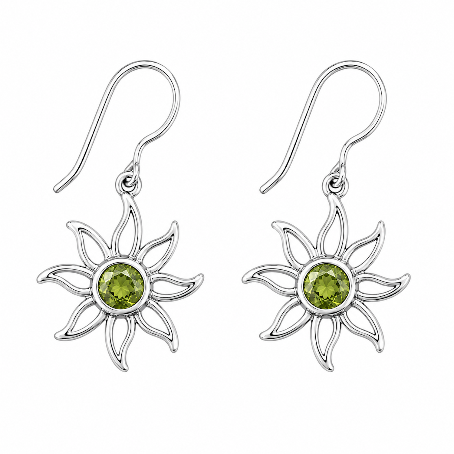 Fashion 82377-SP<br>LUNA FASHION earring sun w/ round gemstone - SILVER PLATED over brass - Image 1