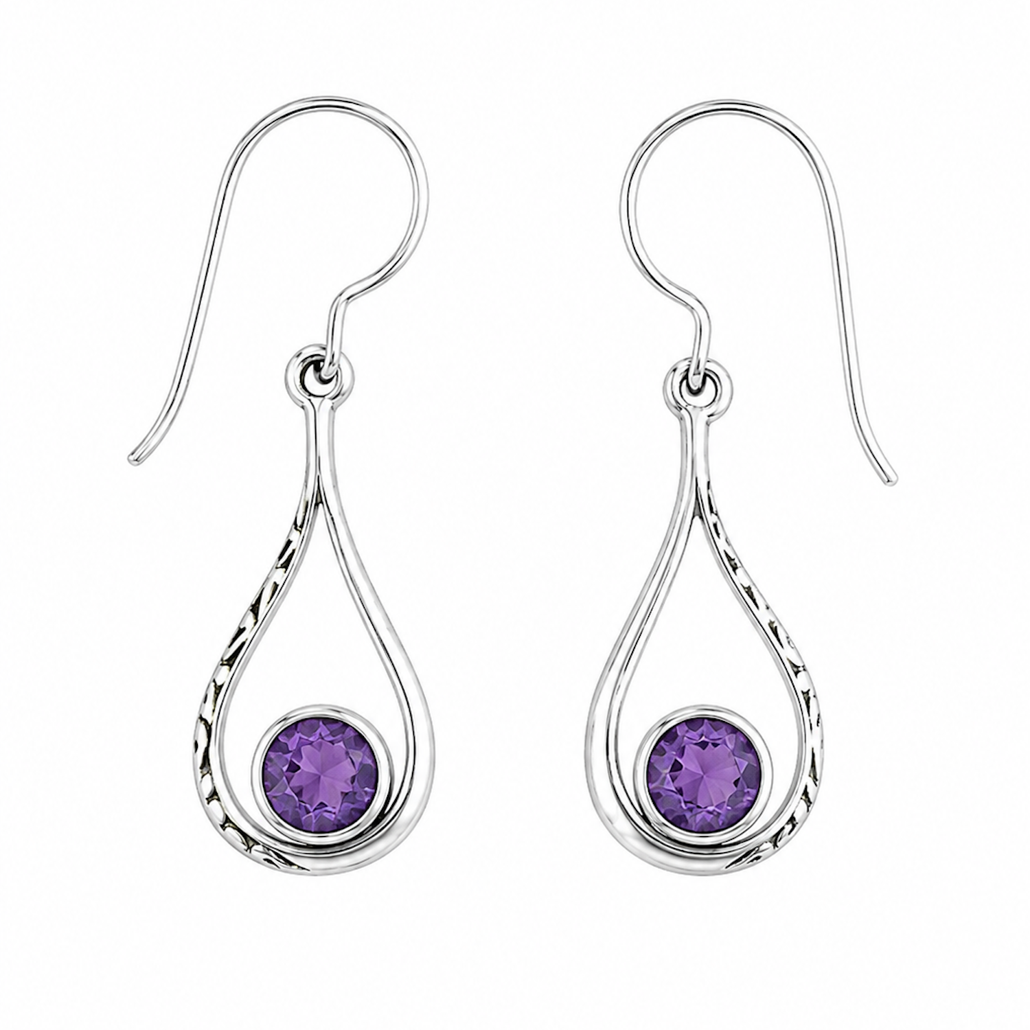 Fashion 82379-SP<br>LUNA FASHION earring open design teardrop w/ teardrop gemstone - SILVER PLATED over brass - Image 6