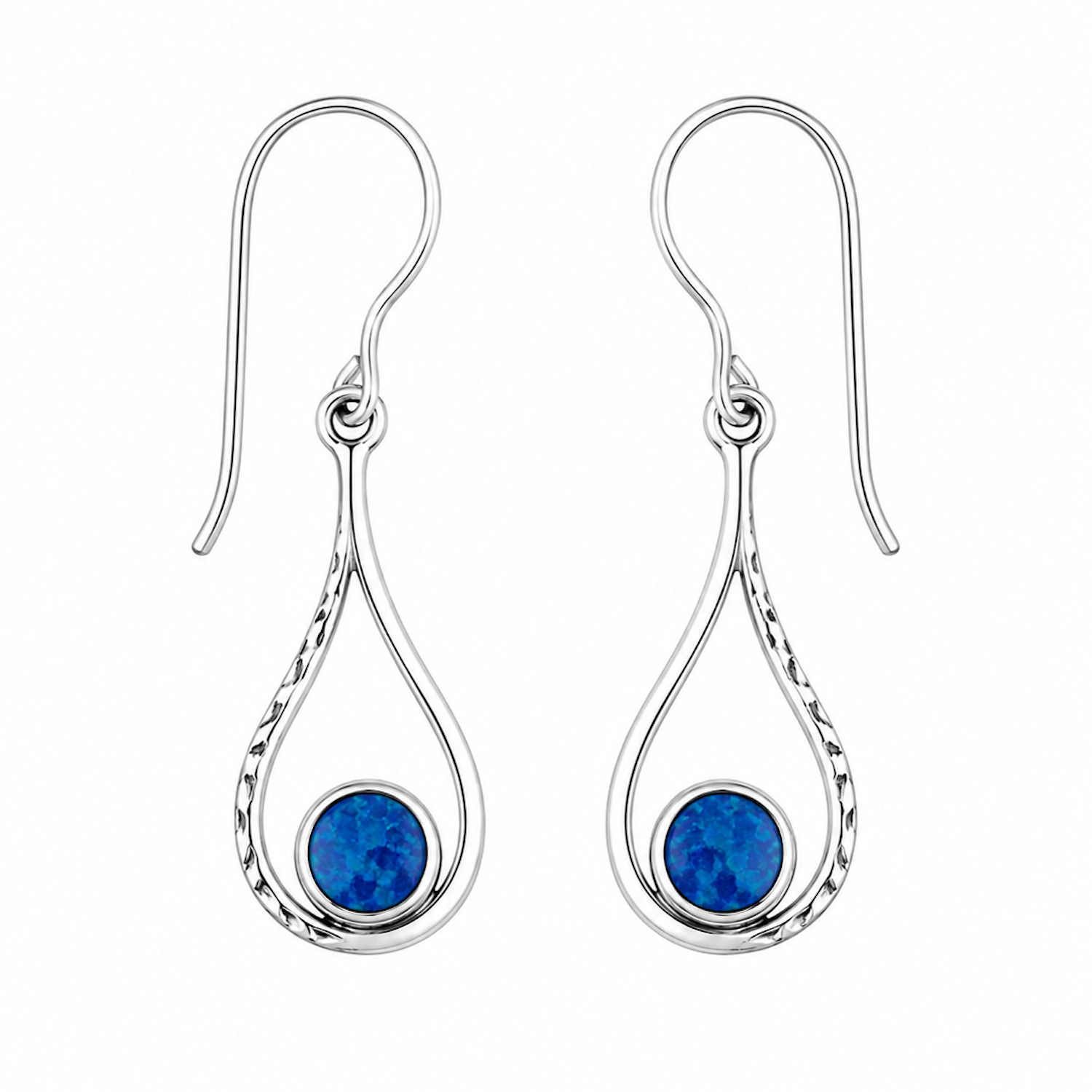 Fashion 82379-SP<br>LUNA FASHION earring open design teardrop w/ teardrop gemstone - SILVER PLATED over brass - Image 4