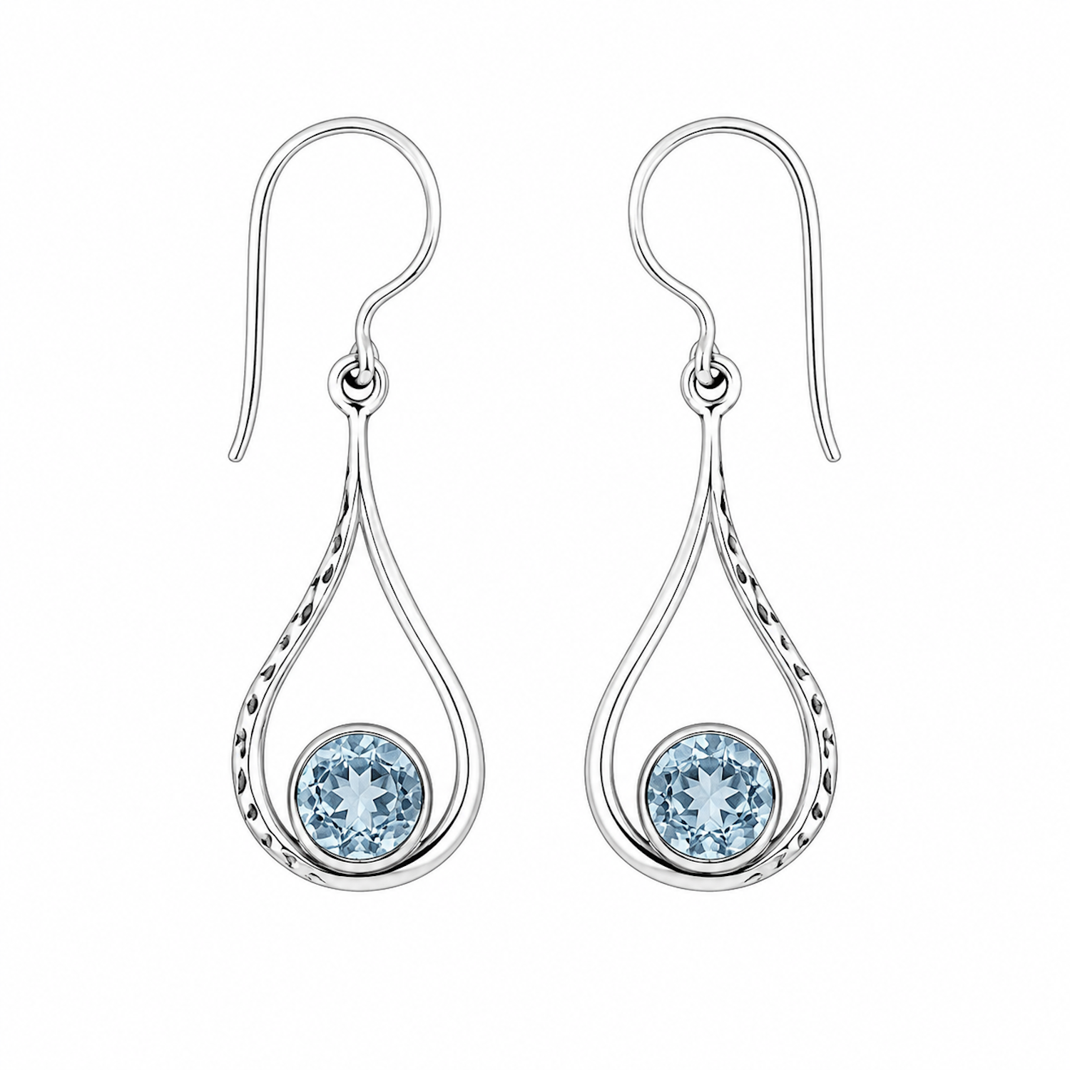 Fashion 82379-SP<br>LUNA FASHION earring open design teardrop w/ teardrop gemstone - SILVER PLATED over brass - Image 3