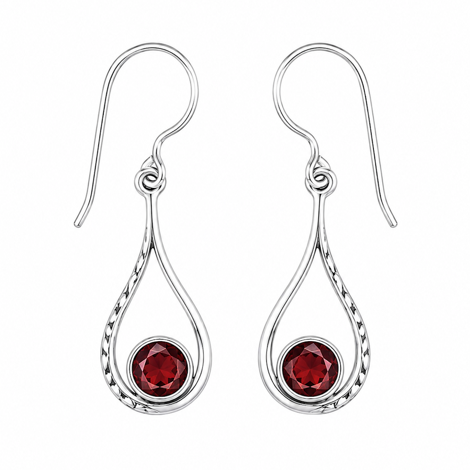 Fashion 82379-SP<br>LUNA FASHION earring open design teardrop w/ teardrop gemstone - SILVER PLATED over brass - Image 2