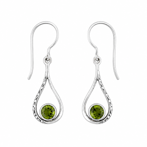 Fashion 82379-SP<br>LUNA FASHION earring open design teardrop w/ teardrop gemstone - SILVER PLATED over brass