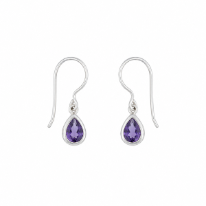 Fashion 82701-SP<br>LUNA FASHION earring double bezel w/ leverback pear 5x7mm - SILVER PLATED over brass