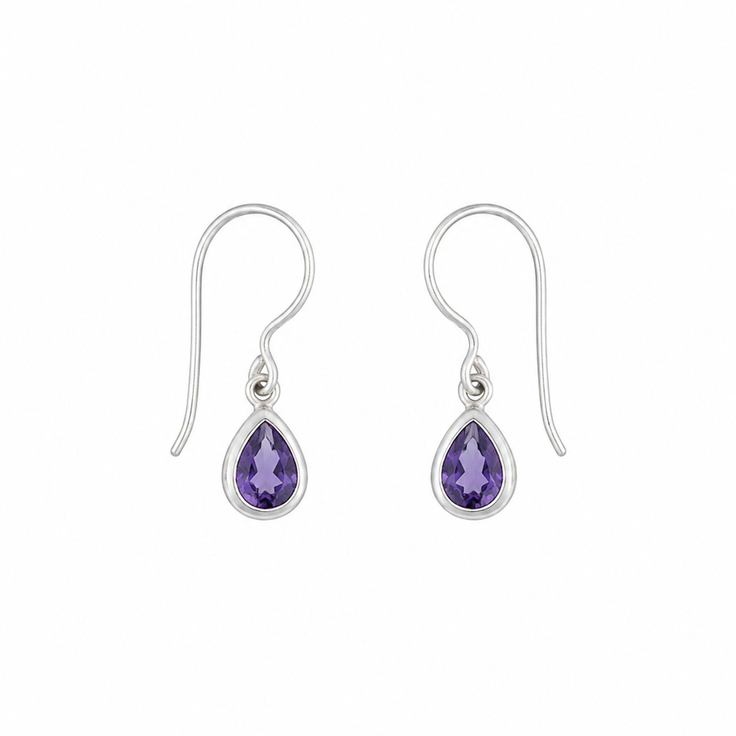 Fashion 82701-SP<br>LUNA FASHION earring double bezel w/ leverback pear 5x7mm - SILVER PLATED over brass - Image 1