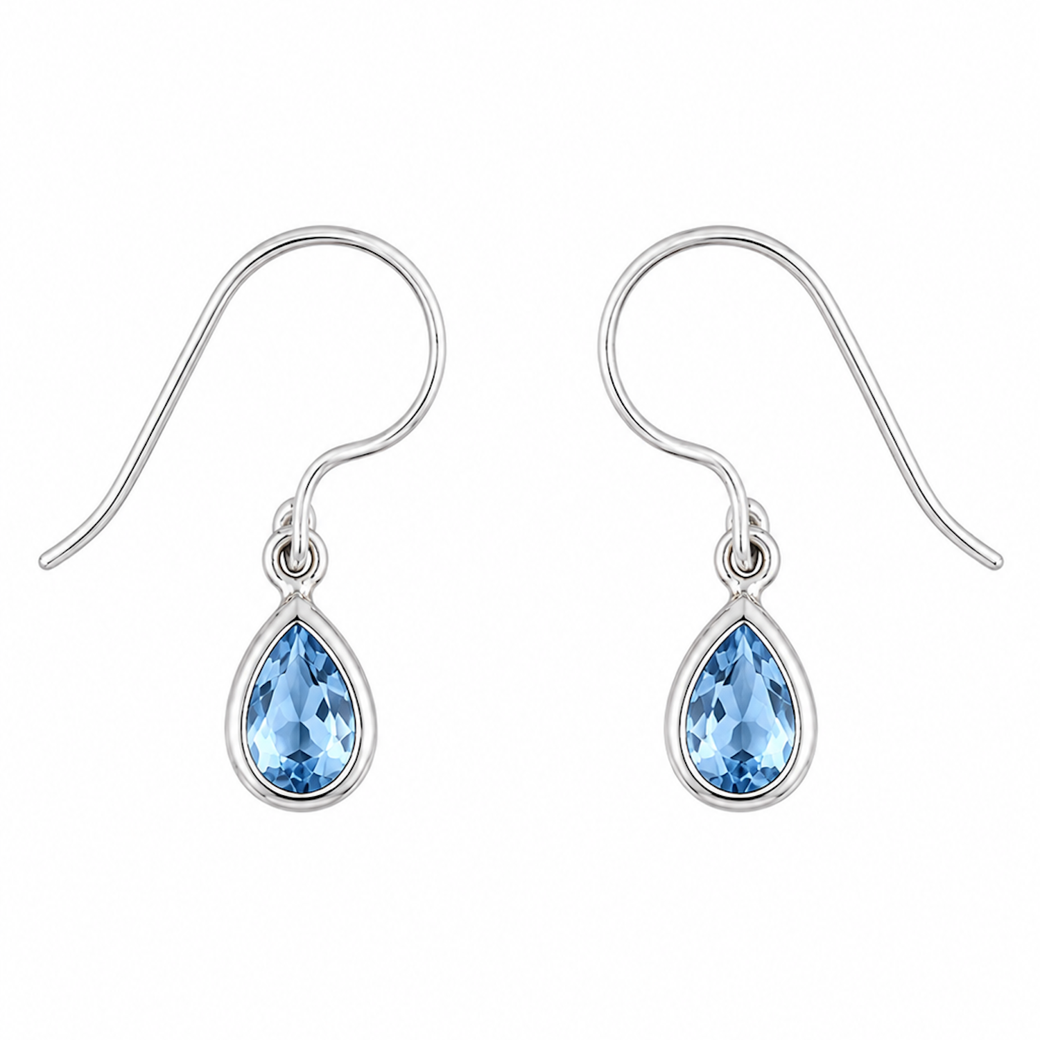 Fashion 82701-SP<br>LUNA FASHION earring double bezel w/ leverback pear 5x7mm - SILVER PLATED over brass - Image 4