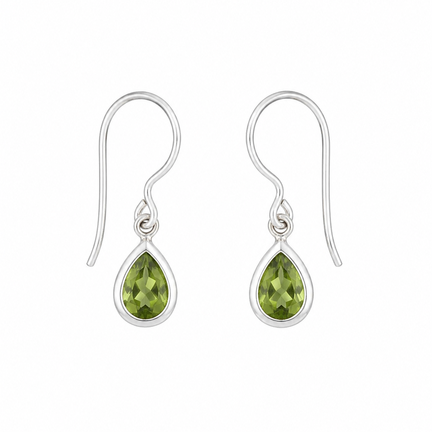 Fashion 82701-SP<br>LUNA FASHION earring double bezel w/ leverback pear 5x7mm - SILVER PLATED over brass - Image 2