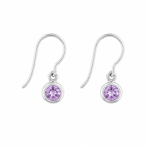 Fashion 82704-SP<br>LUNA FASHION earring double bezel w/ leverback round 6mm - SILVER PLATED over brass