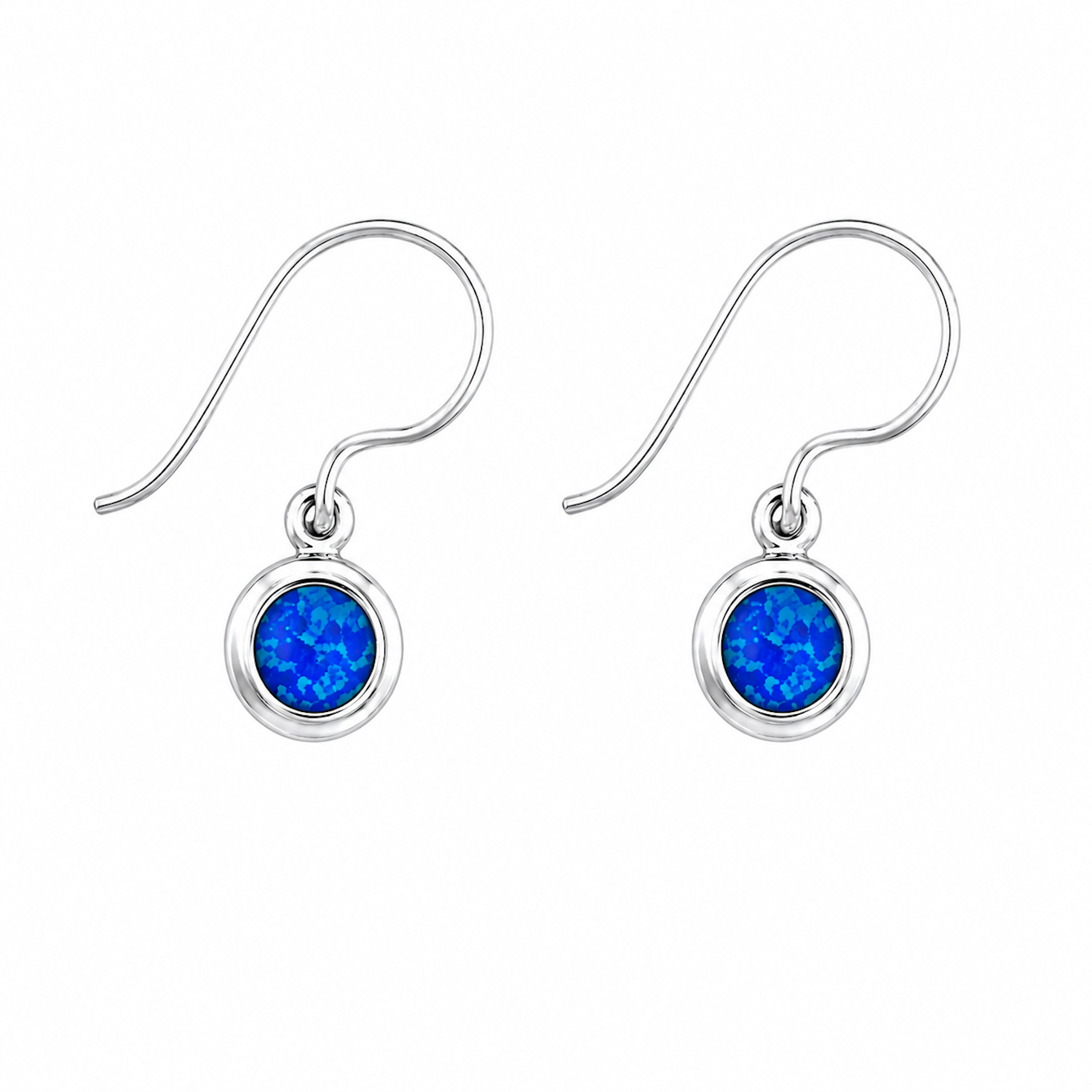 Fashion 82704-SP<br>LUNA FASHION earring double bezel w/ leverback round 6mm - SILVER PLATED over brass - Image 4