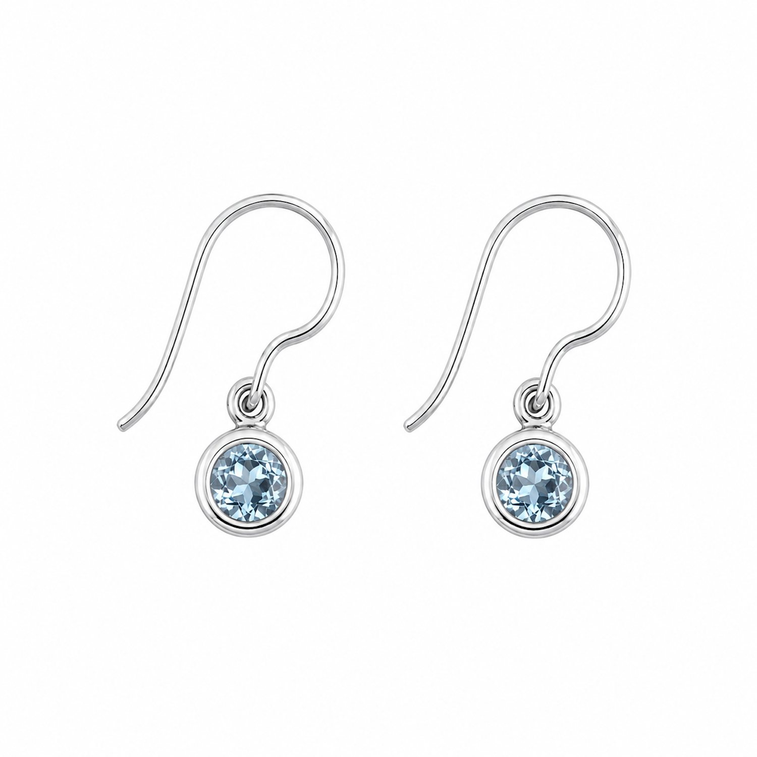 Fashion 82704-SP<br>LUNA FASHION earring double bezel w/ leverback round 6mm - SILVER PLATED over brass - Image 3
