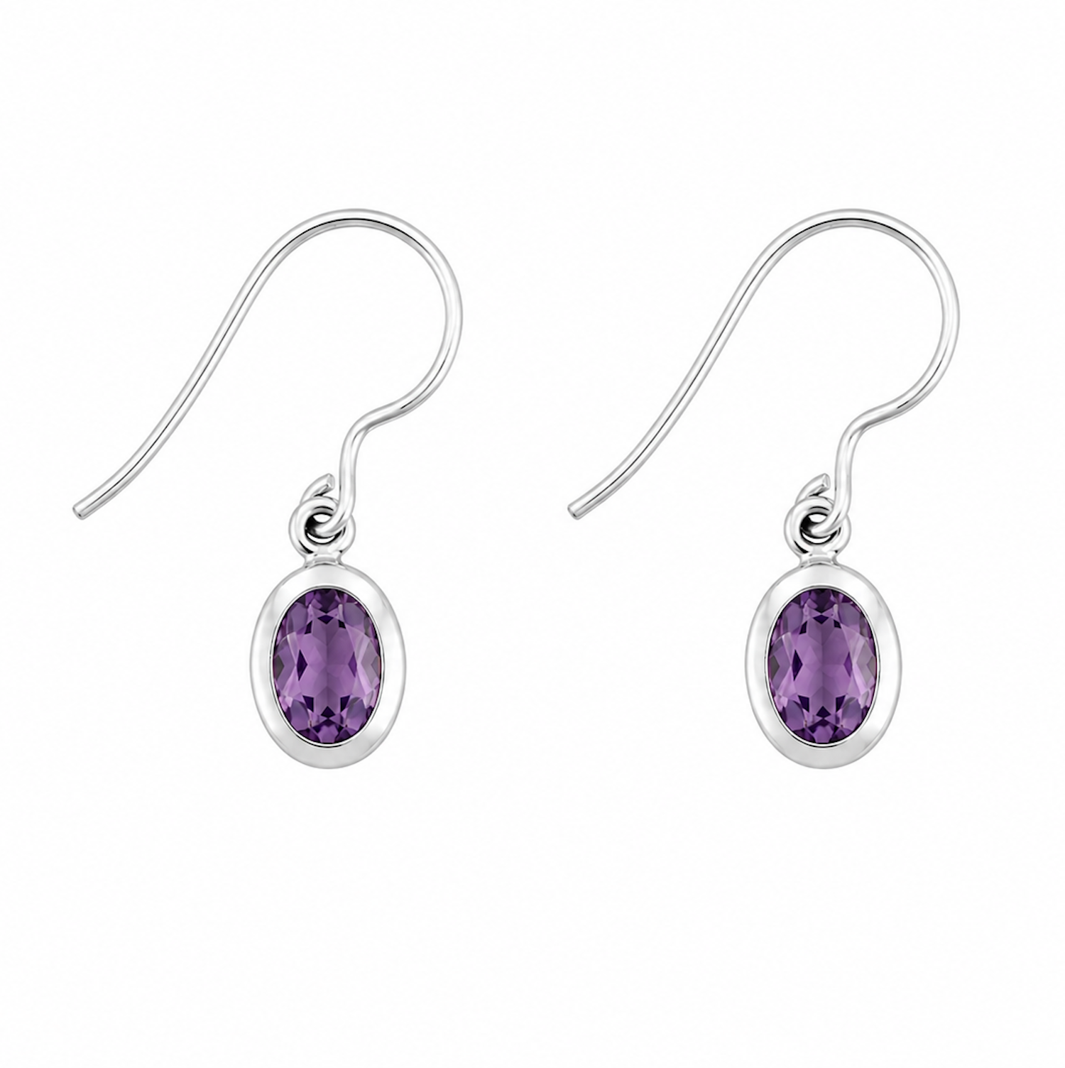 Fashion 82705-SP<br>LUNA FASHION earring double bezel w/ leverback oval 5x7mm - SILVER PLATED over brass - Image 5