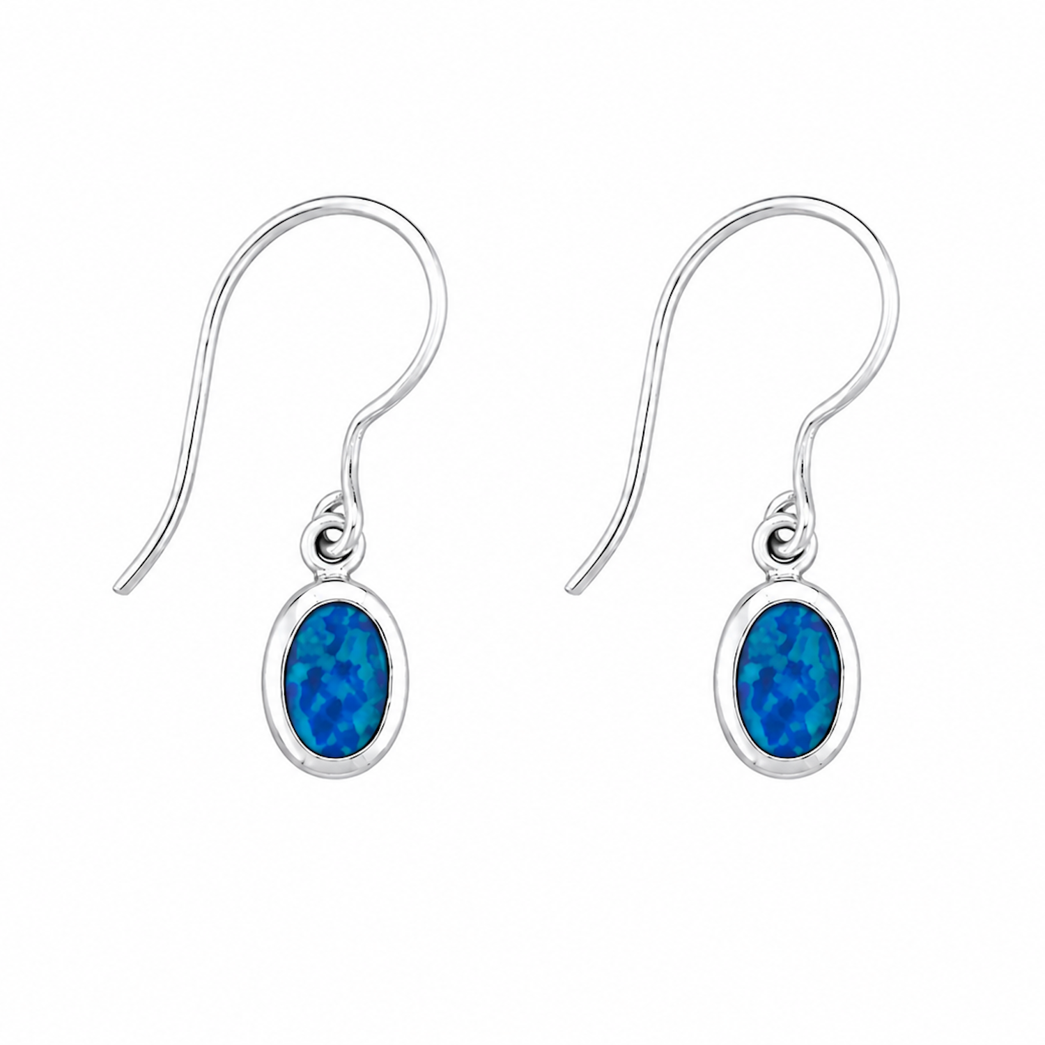 Fashion 82705-SP<br>LUNA FASHION earring double bezel w/ leverback oval 5x7mm - SILVER PLATED over brass - Image 4