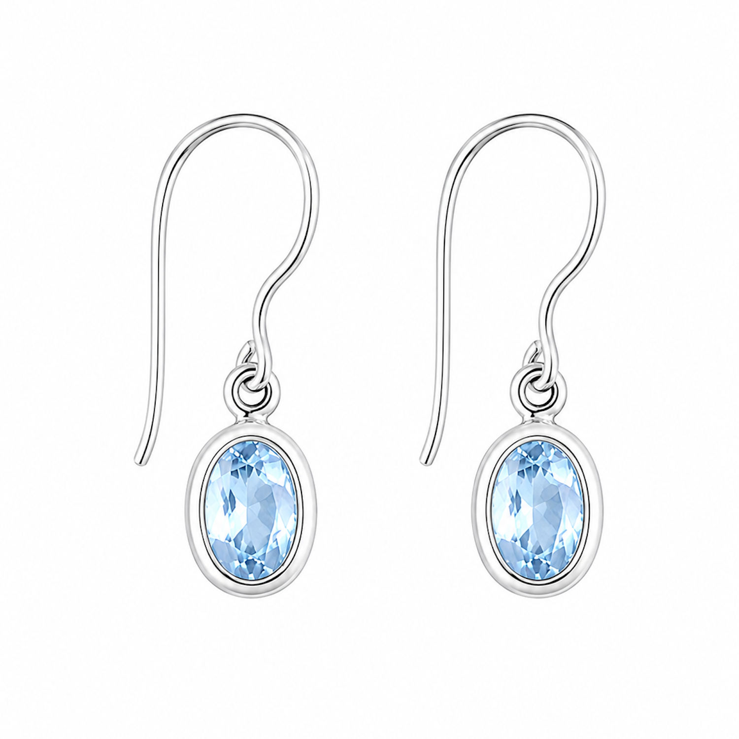 Fashion 82705-SP<br>LUNA FASHION earring double bezel w/ leverback oval 5x7mm - SILVER PLATED over brass - Image 1