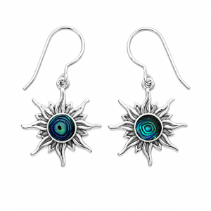 Fashion 82808-AB-SP<br>LUNA FASHION earring sun w/ 7mm rd - SILVER PLATED over brass