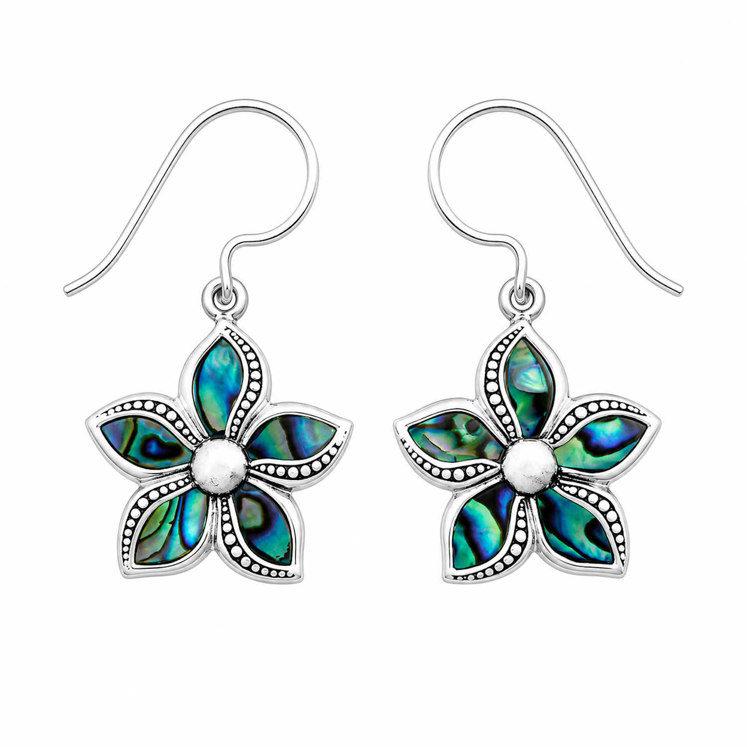 Fashion 82818-AB SP<br>LUNA FASHION earring 5 petal flower AB- SILVER PLATED over brass - Image 1