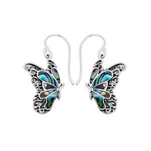 Fashion 82827-AB-SP<br>LUNA FASHION earring butterfly sideways - SILVER PLATED over brass