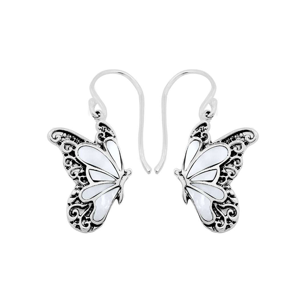 Fashion 82827-AB-SP<br>LUNA FASHION earring butterfly sideways - SILVER PLATED over brass - Image 2