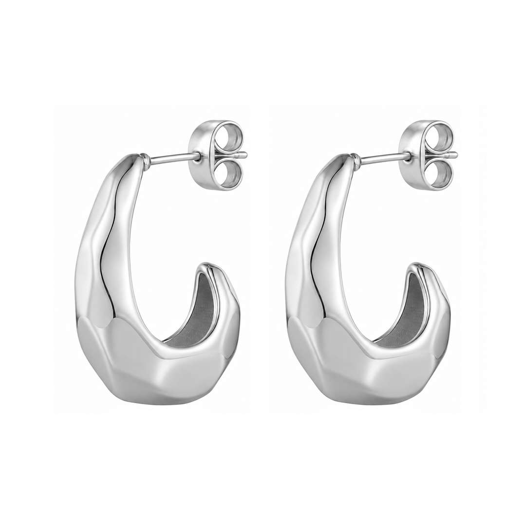 27335<br>earring oval tapered faceted hoop .925 RP - Image 1