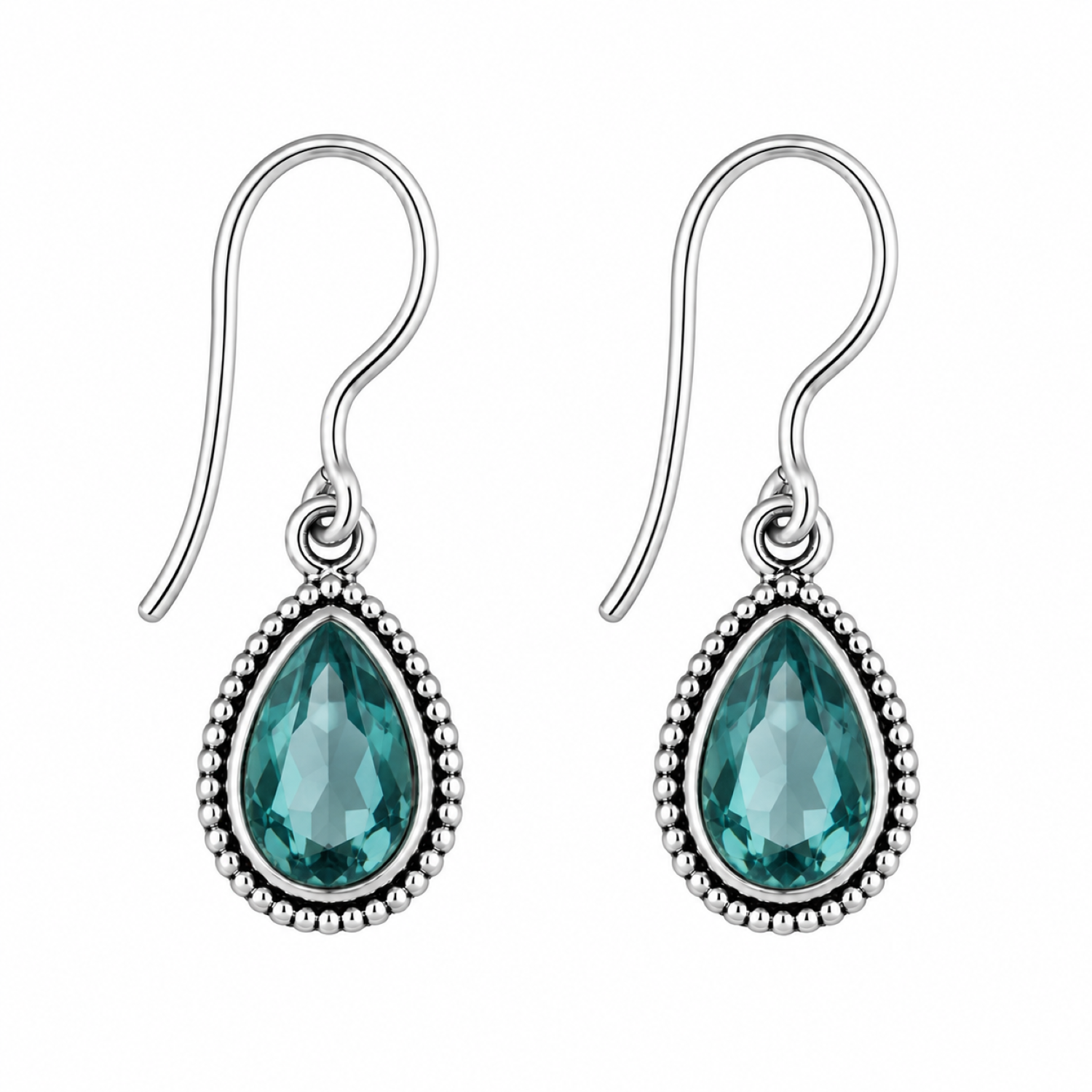 Fashion 82314-SP<br>LUNA FASHION earring teardrop gemstone in wire rope w/ leverback - SILVER PLATED over brass - Image 6
