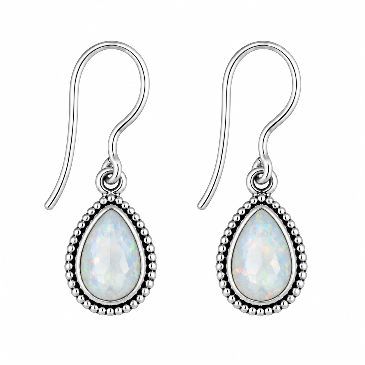 Fashion 82314-SP<br>LUNA FASHION earring teardrop gemstone in wire rope w/ leverback - SILVER PLATED over brass - Image 7