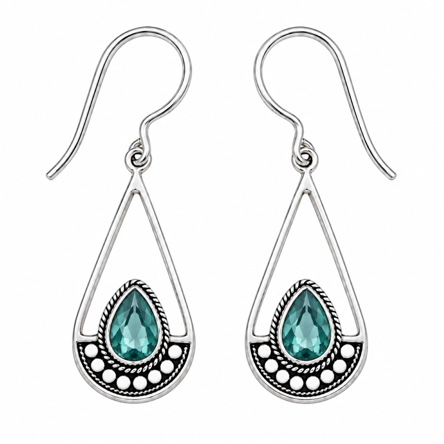 Fashion 82317-SP<br>LUNA FASHION earring gemstone in balinese pendulum - SILVER PLATED over brass - Image 8