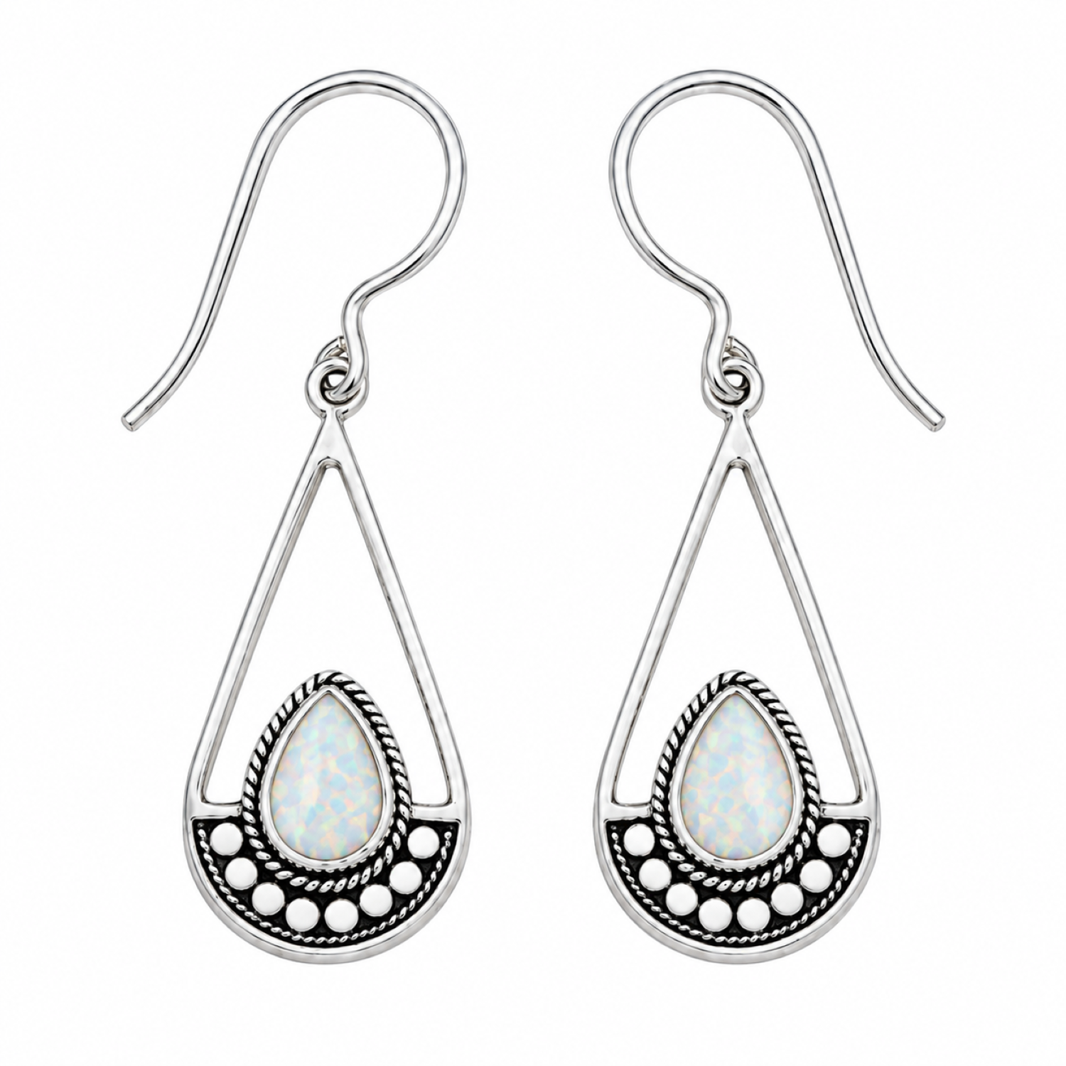 Fashion 82317-SP<br>LUNA FASHION earring gemstone in balinese pendulum - SILVER PLATED over brass - Image 7