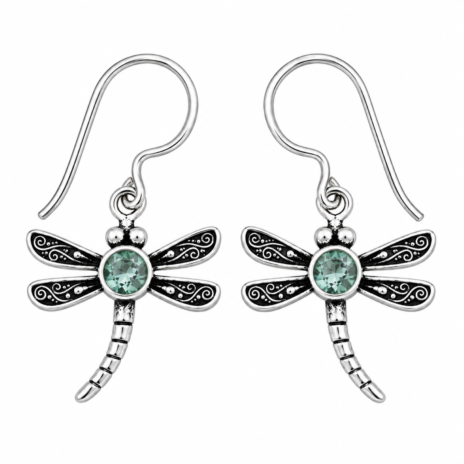 Fashion 82343-SP<br>LUNA FASHION earring dragonfly w/ round - SILVER PLATED over brass - Image 7