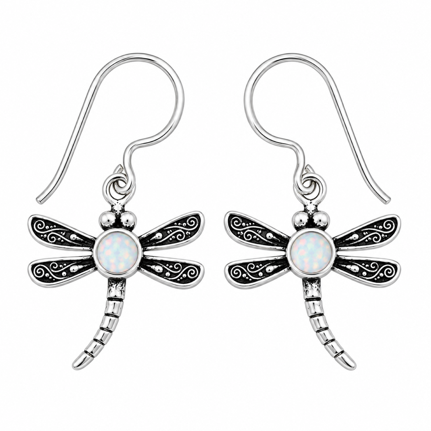 Fashion 82343-SP<br>LUNA FASHION earring dragonfly w/ round - SILVER PLATED over brass - Image 8