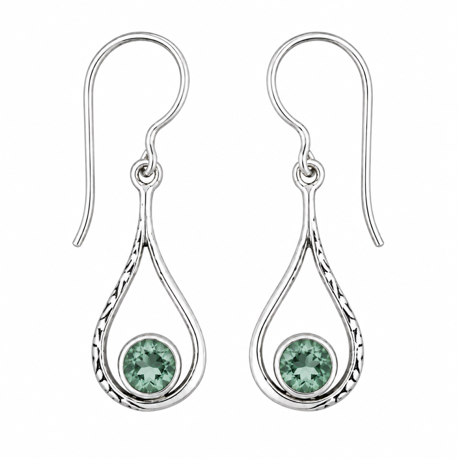 Fashion 82379-SP<br>LUNA FASHION earring open design teardrop w/ teardrop gemstone - SILVER PLATED over brass - Image 7