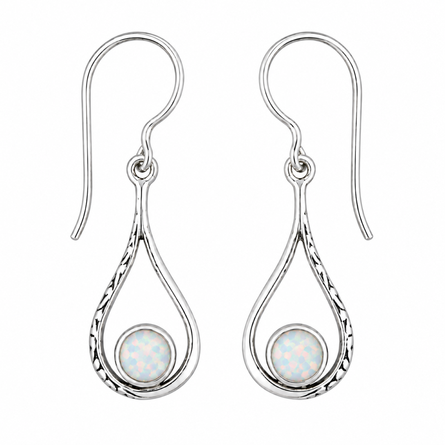 Fashion 82379-SP<br>LUNA FASHION earring open design teardrop w/ teardrop gemstone - SILVER PLATED over brass - Image 8