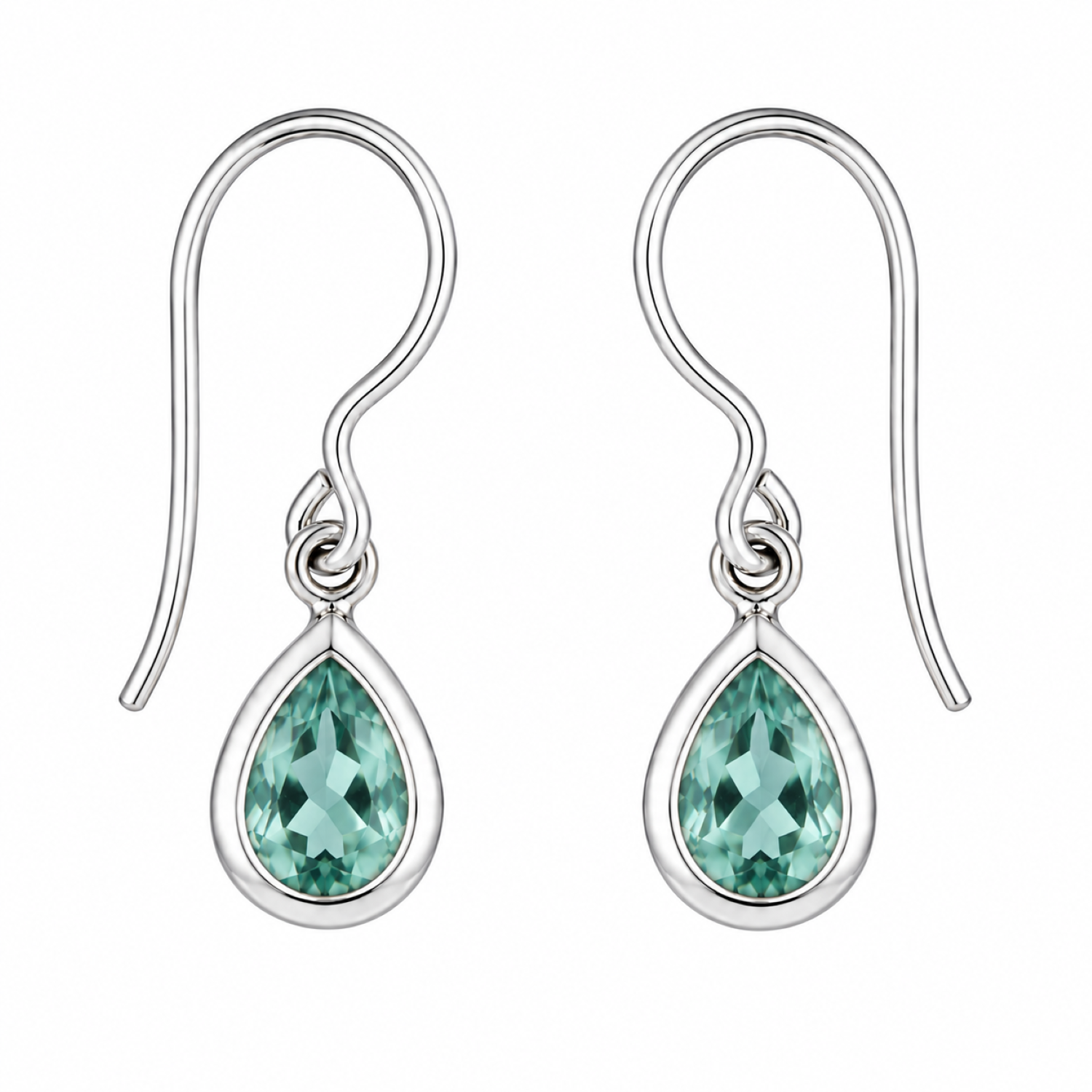 Fashion 82701-SP<br>LUNA FASHION earring double bezel w/ leverback pear 5x7mm - SILVER PLATED over brass - Image 7