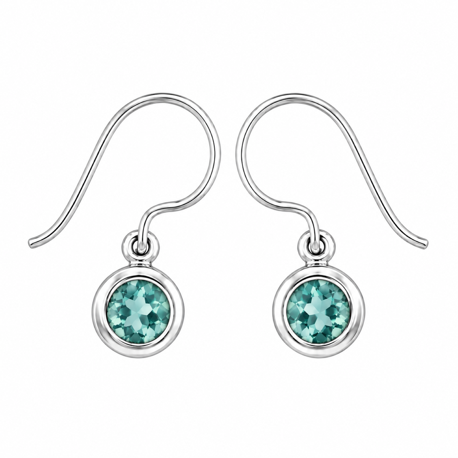 Fashion 82704-SP<br>LUNA FASHION earring double bezel w/ leverback round 6mm - SILVER PLATED over brass - Image 7