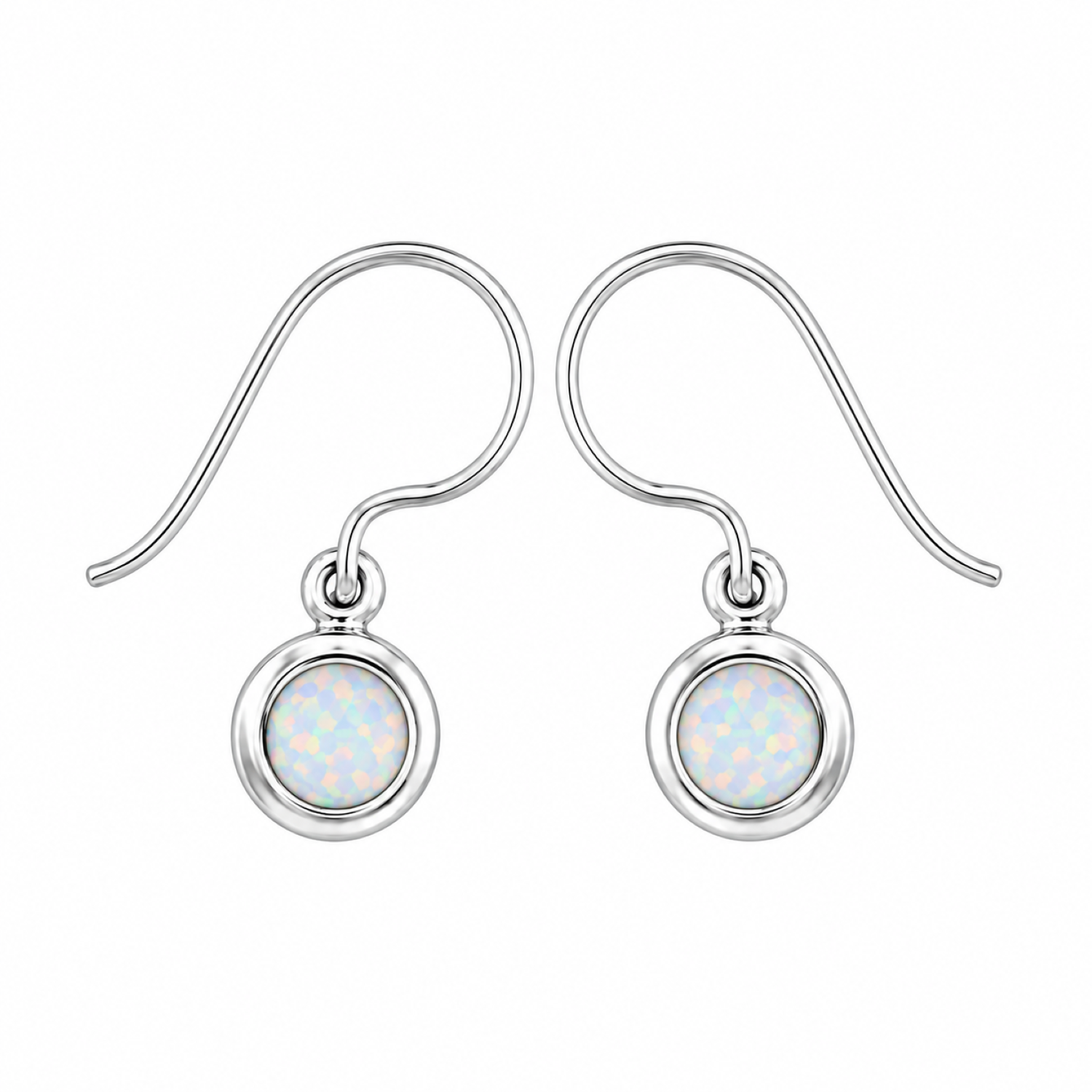 Fashion 82704-SP<br>LUNA FASHION earring double bezel w/ leverback round 6mm - SILVER PLATED over brass - Image 8